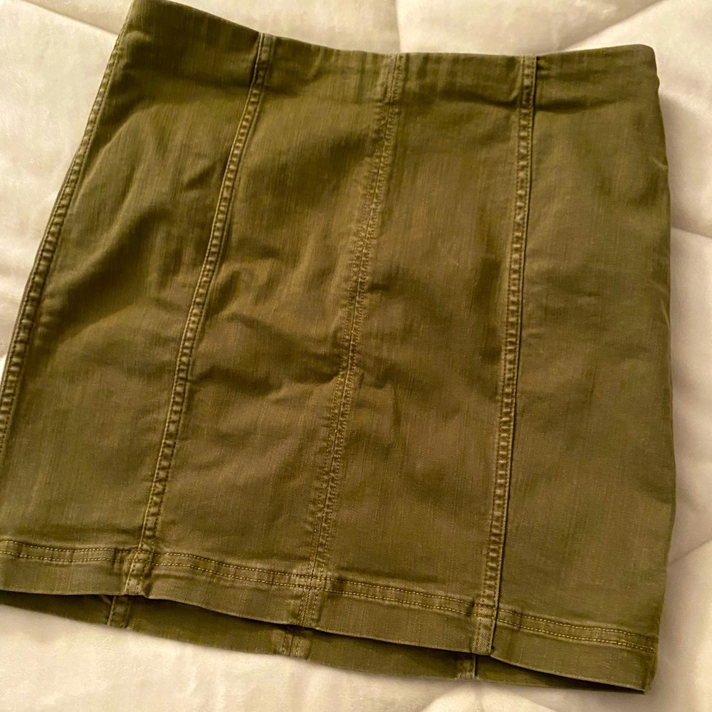 Free people army green jean skirt